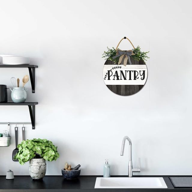 Bidesign Pantry Sign Wall Decor For Door Farmhouse Rustic Hanging Wooden Pantry Room Wall Art Sign For Home Kitchen Pantry Cabinet Decor Kitchen Decorations, 12inches