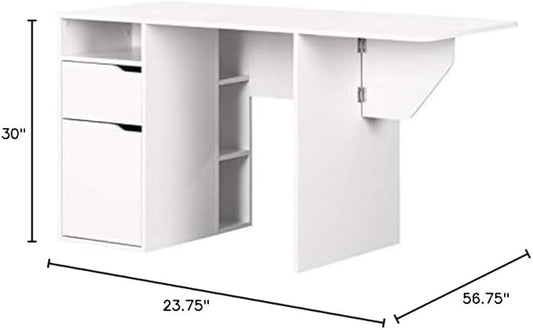 South Shore Crea Expandable Craft Table-Pure White