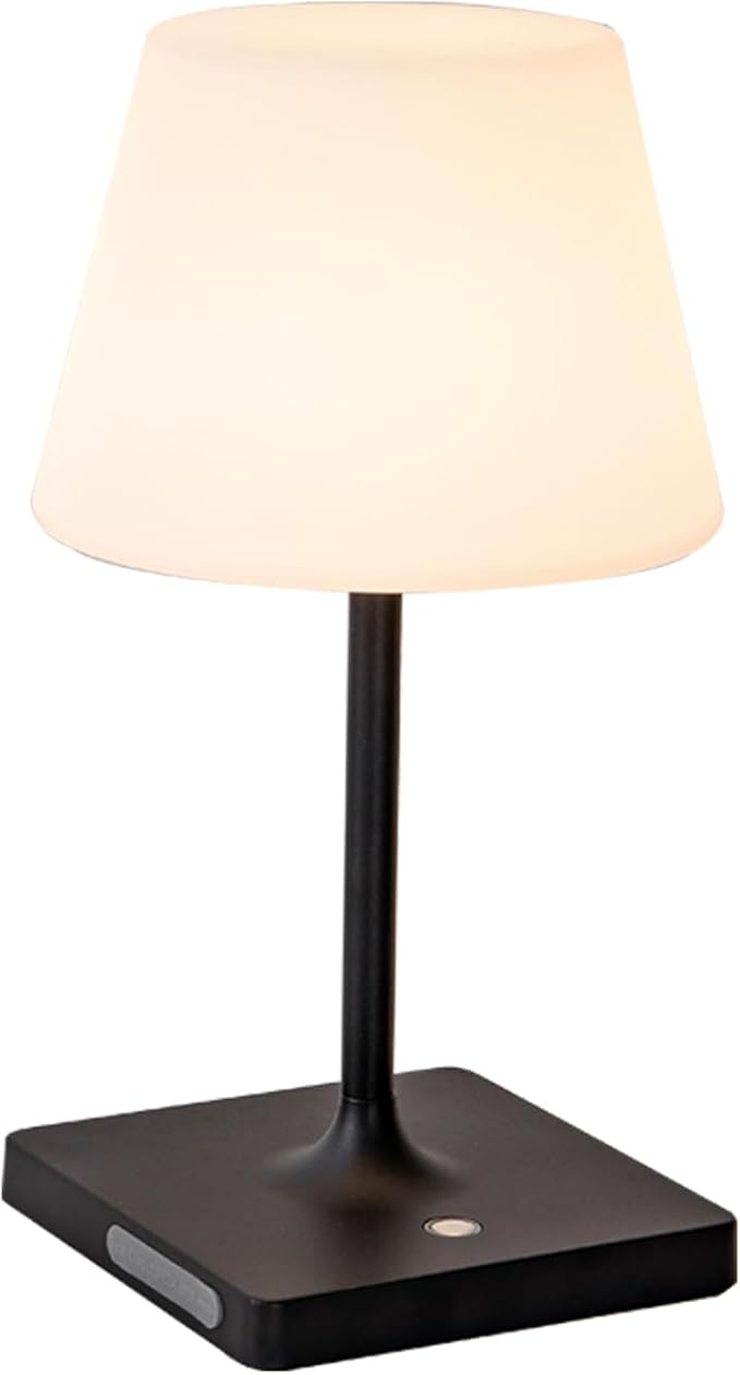 Outdoor Rechargeable Table lamp Cordless, Battery Operated Night Lights,Waterproof lamp for Shower,4000mAh LED 3 Colors Dimmable Touch Bedside Lamp for Coffee Shop Bath Patio -Black