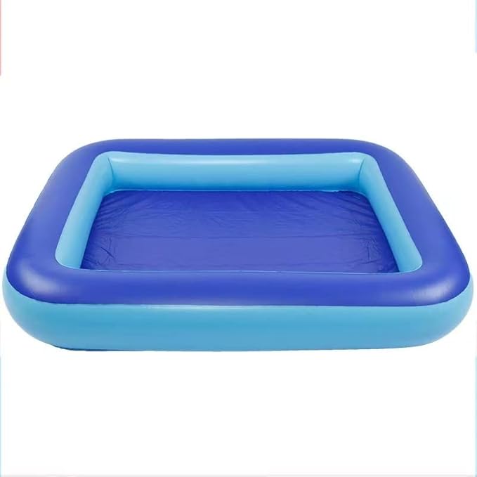 Inflatable Splash Pool for Kids, Plastic Wading Pools Outdoor, Large Sensory Sand & Water Play Pit for Toddlers, Kiddie Small Swimming Pool with Air Pump, Sand Box Backyard(77"*53"*9")