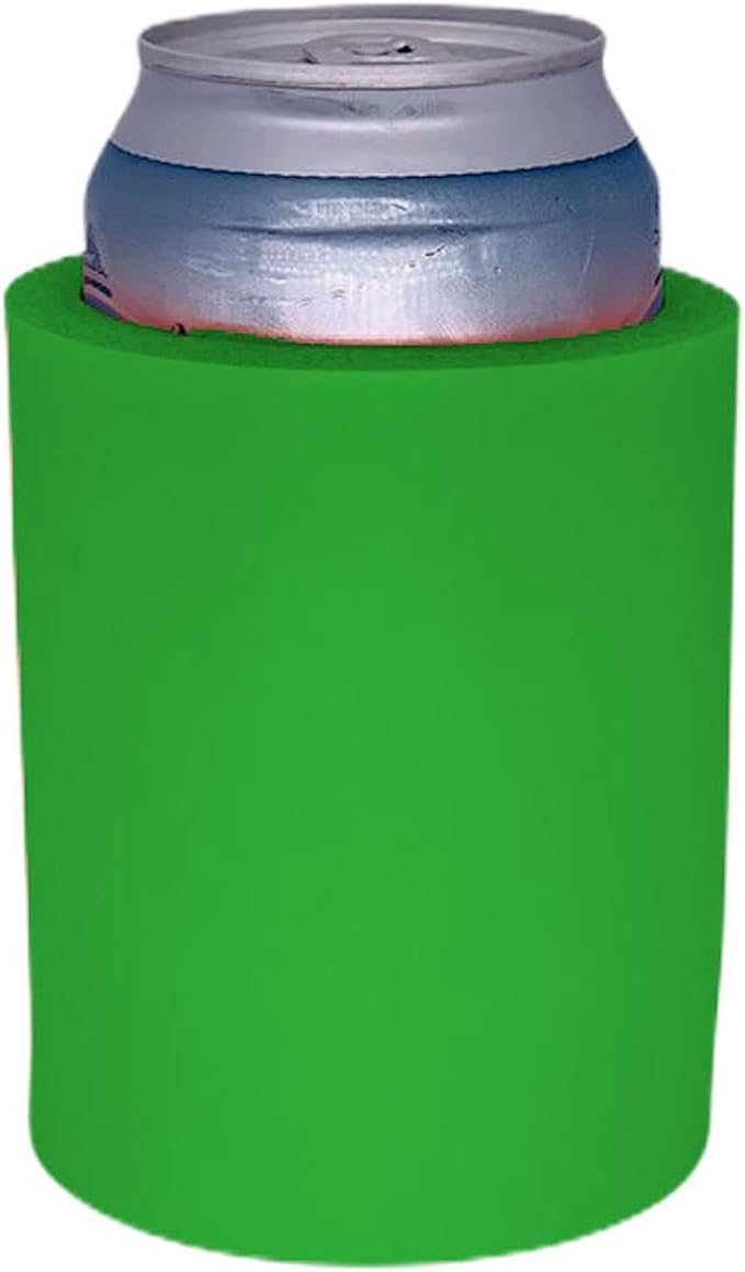 Blank Thick Foam Old School Can Cooler (12 Pack, Neon Green)