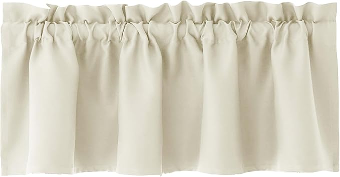 Hiasan Valance Curtains for Kitchen Blackout Thermal Insulated Solid Window Curtain Valance, Light Beige, 42 x 12 Inches, 1 Panel