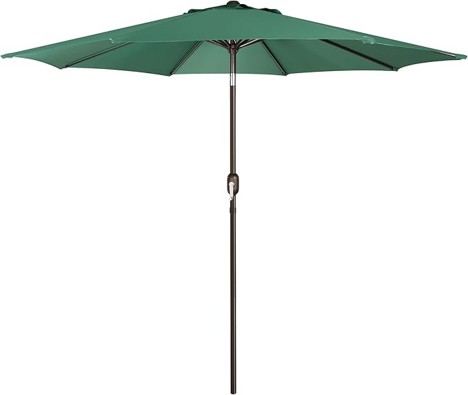 Blissun 9' Outdoor Patio Umbrella, Outdoor Table Umbrella, Yard Umbrella, Market Umbrella with 8 Sturdy Ribs, Push Button Tilt and Crank