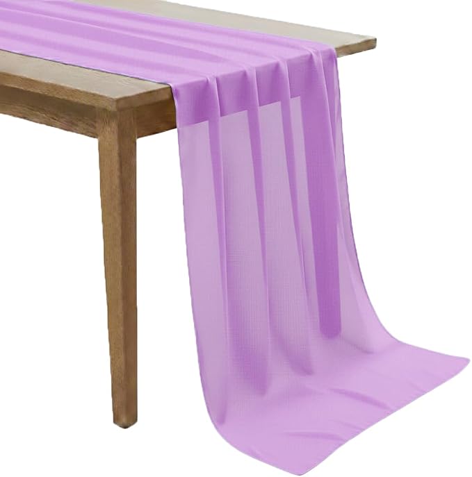 Pack of 5 | Orchid | 10ft Chiffon Table Runner 29x120 Inches Long Romantic Rustic Sheer Gauze Runner for Wedding Bridal Shower Birthday Banquets Engagement Spring Easter Boho Decorations
