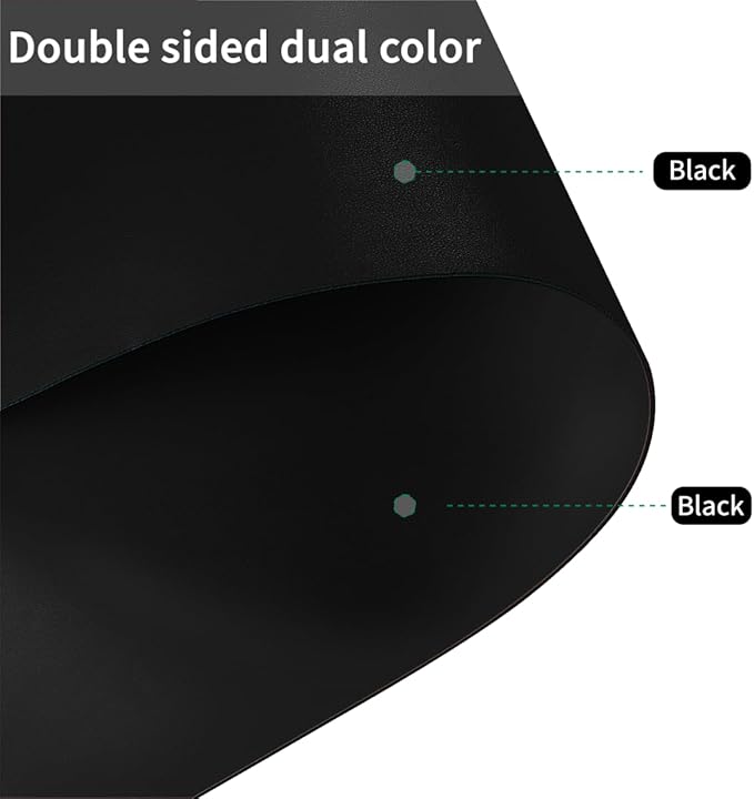 Table Mats - 38x78 Inch Waterproof Easy to Clean Can Conceal Flaws Protector The Table Top from Scratches Used for Dining (Black+Black 38x78)