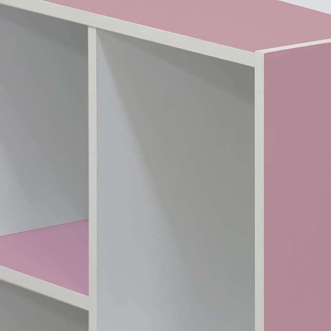 Furinno 5-Tier Reversible Color Open Shelf Bookcase , White/Pink 11055WH/PI