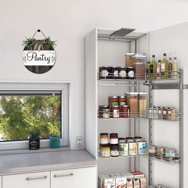 Bidesign Pantry Sign Wall Decor For Door Farmhouse Rustic Hanging Wooden Pantry Room Wall Art Sign For Home Kitchen Pantry Cabinet Decor Kitchen Decorations, 12inches