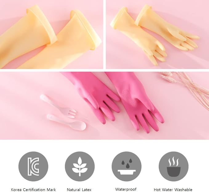 Myungjin Kids Reusable Waterproof Rubber Gloves | Cooking, Dishwashing, Cleaning, Painting, Pet Care, Crafts