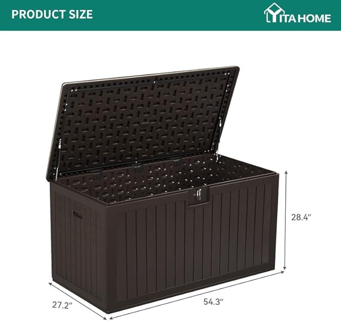 YITAHOME XL 150 Gallon Large Deck Box,Outdoor Storage for Patio Furniture Cushions,Garden Tools,Waterproof,Lockable (Black)