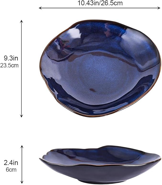 Blue Ceramic Decorative Bowl –10.4" Small Trinket Dish, Fruit Bowl, Candy Dish, Key Bowl for Entryway Table, Jewelry & Ring Dish, Porcelain Catchall Dish for Kitchen, Bedside, Living Room Home Decor