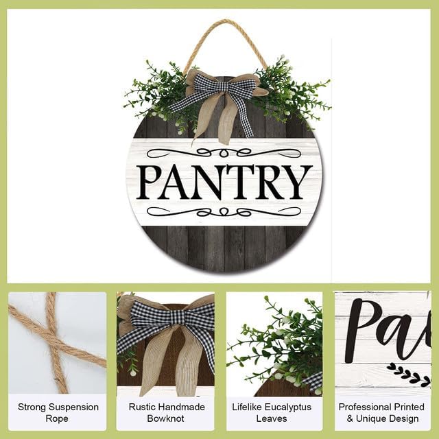 Bidesign Pantry Sign Wall Decor For Door Farmhouse Rustic Hanging Wooden Pantry Room Wall Art Sign For Home Kitchen Pantry Cabinet Decor Kitchen Decorations, 12inches