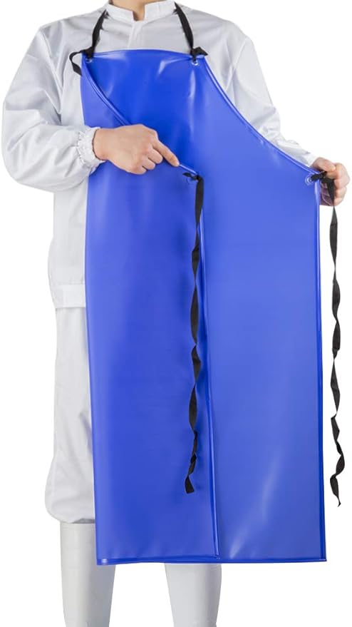 Chemical Resistant Vinyl Apron - Blue Plus Size Unisex PVC Aprons for Dishwashing,Dog Grooming,Gardening,Fish Cleaning,Lab Work(2 Pack)