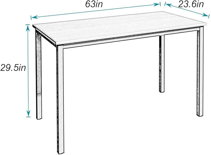 SogesGame Computer Desk, 63 inches Office Desk Computer Table Study Writing Desk Workstation for Home Office, Teak Dining Table