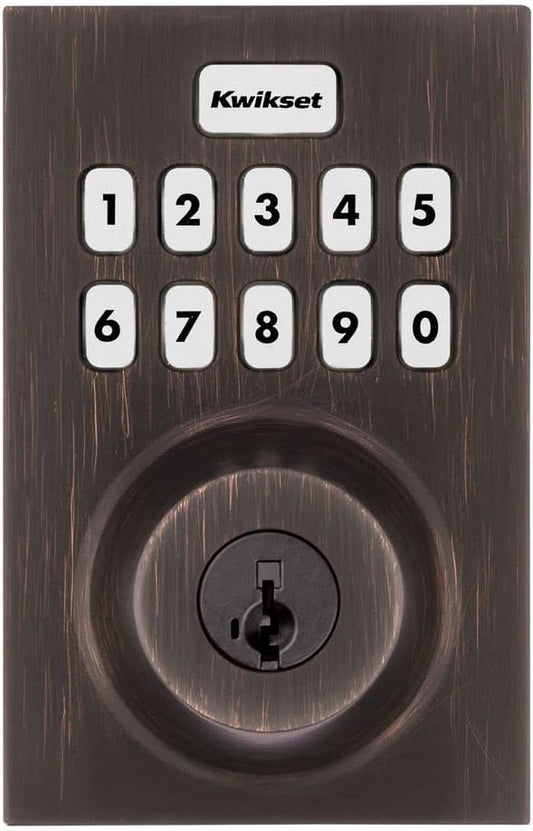 Kwikset Home Connect 620 Smart Lock Deadbolt with Z-Wave Technology, Works with Ring Alarm, Samsung Smartthings and More, Z-Wave Hub Required, Contemporary Design in Venetian Bronze