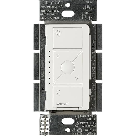 Lutron Caseta Original Smart Dimmer Switch ELV+ (Lutron Hub Required), 250W LED, Single-Pole/3-Way, Neutral Required, PD-5NE-WH 4-PACK, White, 4 Pack