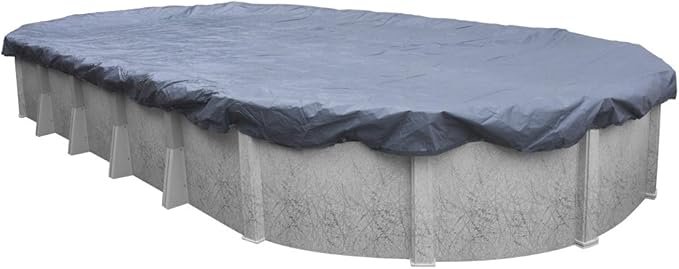 Pool Mate 15 x 21 ft Blue Winter Oval Pool Cover for Above Ground Pools, 3 ft Overlap (18 x 24 ft Cover Size), Solid 7 x 7 Scrim, 2.2 oz/yd2, 8-Year Warranty, Style: 461521-PMA