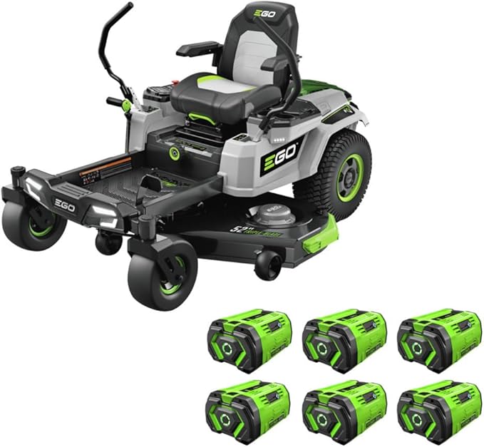 EGO Power+ Electric Riding Lawn Mower, 52" Deck with Zero Turn Radius, Includes (6) 56V 12.0Ah Batteries and Charger - ZT5207L