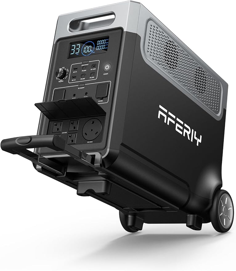 AFERIY 3840Wh Portable Power Station,120V AC Outlets x 5,2.5H Fast Charge,3600W LiFePO4 Battery Power Station,Solar Generator for Home Use,Outdoor Camping,Power Outage,Camping,RV,Emergencies