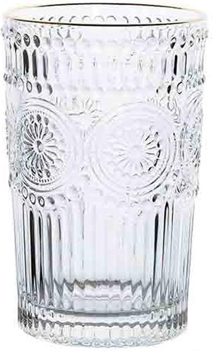 drinking glassware Drinking Glasses Sunflower Embossed Glass Cup(Large)