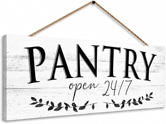 1 KINGO Rustic Pantry Signs Wall Decor: Farmhouse Kitchen Wall Art 6" x 14.5" Canvas Print Decorative Plaque Wall Hanging Open 24/7 Sign for Pantry Dining Room Home Decor