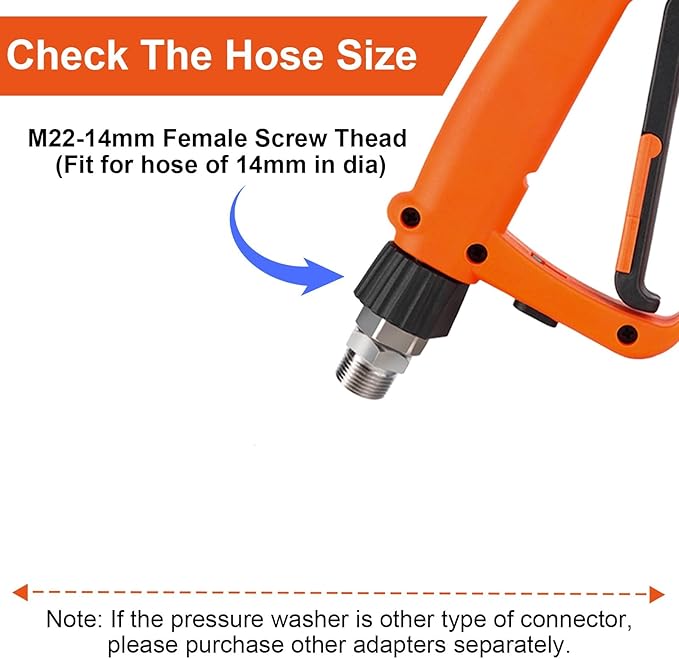 Short Pressure Washer Gun with Swivel 5200 PSI,Power Washer Gun Compatible with Foam Cannon - Car Wash Foam Gun-1/4 Quick Connector, with Nozzle Tips (MRP-003-Spray Gun-A)