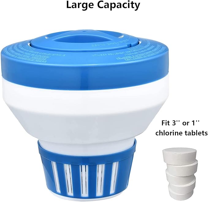 Pool Chlorine Floater, 7.5" Large Floating Chlorine Dispenser, Optimal Pool with Adjustable Release for Indoor & Outdoor Swimming Pool Hot Tub