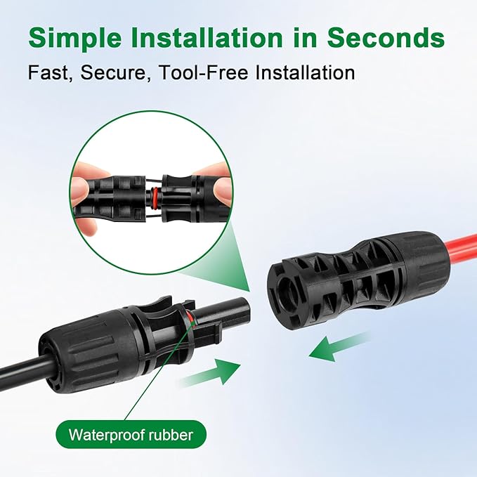 XRDS -RF Solar Extension Cable 8AWG, 30FT Red & Black Solar Panel Wire with Solar Connectors, PV Wire with Disconnect Wrenches & Extra Male/Female Connectors for RV, Camper, Inverter, Off-Grid System