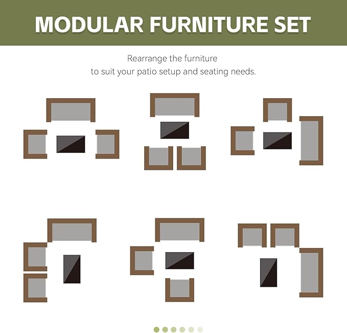 Patio Furniture Set 4 Pieces Conversation Sets Outdoor Wicker Rattan Chairs Garden Backyard Balcony Porch Poolside Loveseat with Soft Cushion and Tempered Glass Table(Brown/Grey)