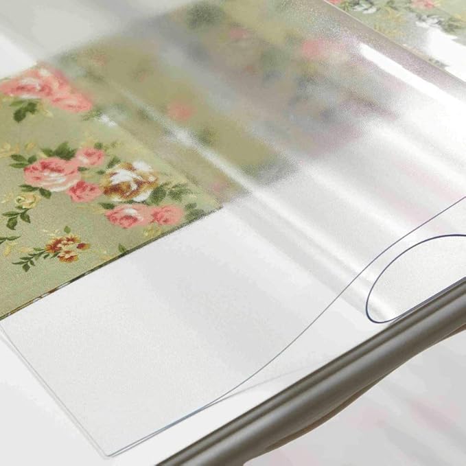 NECAUX Custom Multisize 1.5mm Thick Frosted PVC Table Cover Protector - 16 x 48 Inch Rectangular Plastic Table Cover Desk Pad Mat for Office & Computer Desk/Sofa Table/Media Stand