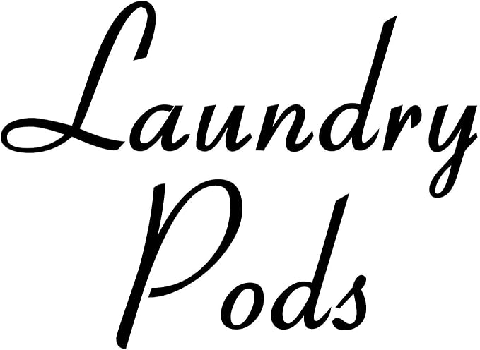 Laundry Pods 4.5w x 3.25h Label | Laundry Room Organization | Die Cut Vinyl Decal | Black Retro Font (Sticker Only)