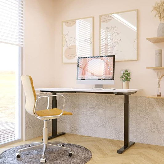 Electric Standing Desk Frame, Dual Motor Height Adjustable Desk Base for Home and Office (Black Frame + Motors + Control Panel)