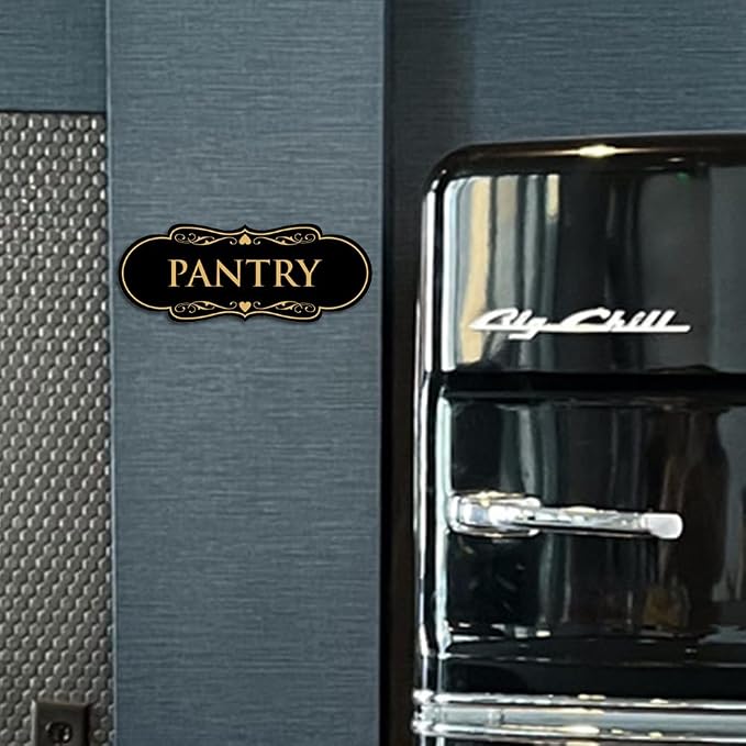 Designer Pantry Sign (Navy Blue/White) - Medium (5 Pack)