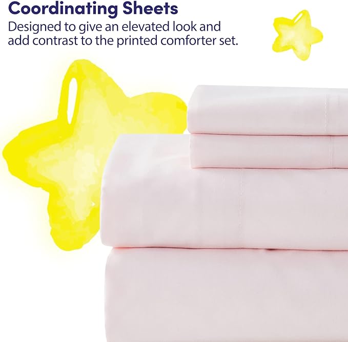 Kids Bedding Set Bed in a Bag for Boys and Girls Toddlers Printed Sheet Set and Comforter , Full, Rainbow Unicorn