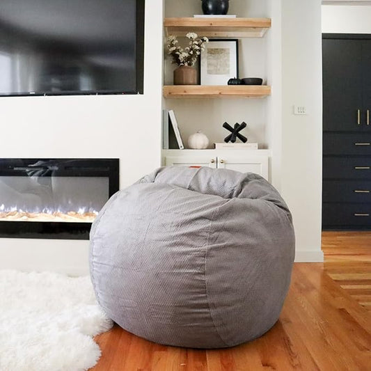 CordaRoy's Chenille Bean Bag Chair, Convertible Chair Folds from Bean Bag to Lounger, As Seen on Shark Tank, Charcoal - Full Size
