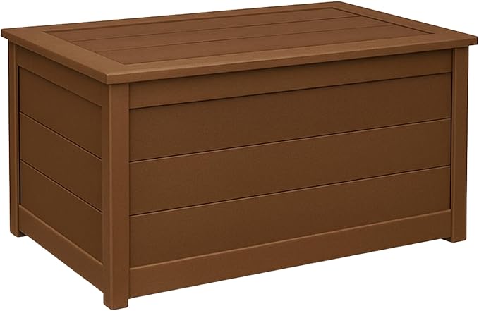 DutchCrafters Poly Waterproof Outdoor Deck Box 200-Gallon Large Deck Box Weatherproof Storage for Pool Decor, Porch Packages, Pool Towel Holder, Holds Up To 10 Cushions - Amish Made in USA (Brown)