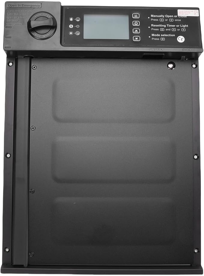 Automatic Chicken Coop Door Solar Powered, 2000mAh Al Alloy Rainproof Frostproof Anti Pinch with Light Sensor Timer Remote Control Chicken Coop Door Automatic for Poultry