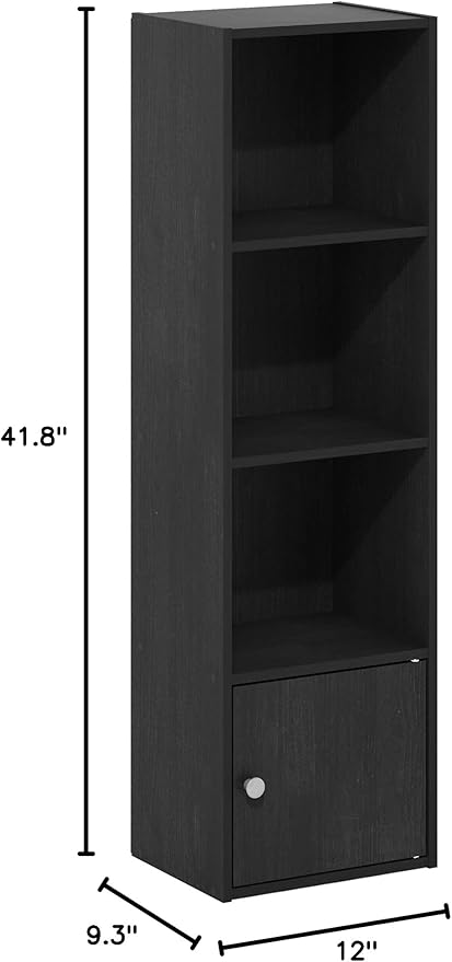 Furinno Luder Shelf Bookcase with 1 Door Storage Cabinet, Blackwood