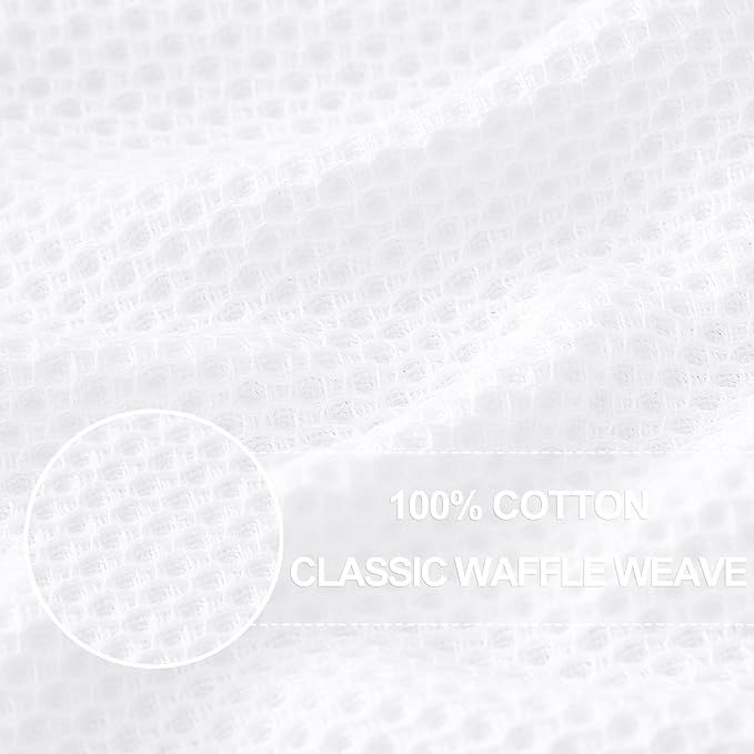 Homaxy 100% Cotton Waffle Weave Kitchen Dish Towels 8-Pack, White | 13 x 28 Inches, Ultra Soft Absorbent Dish Towels, Quick Drying Cleaning Towels