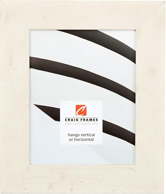 Craig Frames 8x12 Rustic White Picture Frame for Posters and Photos | Displays photos and prints behind clear glass, ready to hang, made in the USA