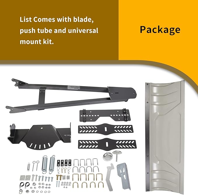 KUAFU Snow Plow Blade Universal Kit Steel Adjustable 48" Complete Universal Kit Package Compatible with ATV Honda Kawasaki Polaris Aeon Crossland Arctic-Cat Alterra (You Will get 2 Packages)