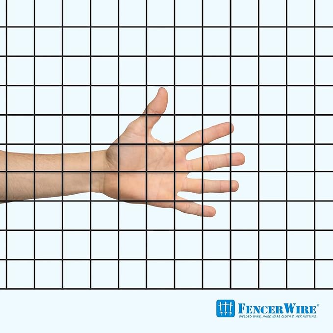 Fencer Wire 16 Gauge Black Vinyl Coated Welded Wire Mesh Size 1 inch by 1 inch for Home and Garden Fence and Pet Enclosures Protect Chickens Rabbits and Farmed Animals (c) 3 ft. x 50 ft.