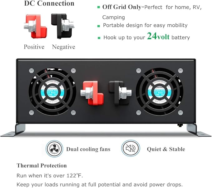 WZRELB Pure Sine Wave 2500W 24VDC 120VAC Power Inverter,Car Inverter,Remote Control