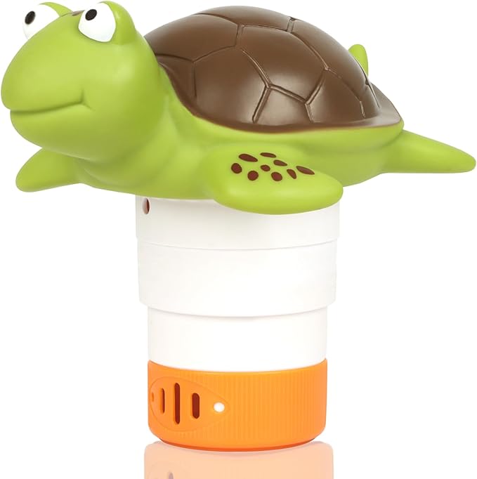 Mini Floating Chlorine Dispenser Holder Fits 1 Inch Chemical Tablets ONLY,Pool Chlorine Floater for Spa, Hot Tub and Small Pools (Turtle)