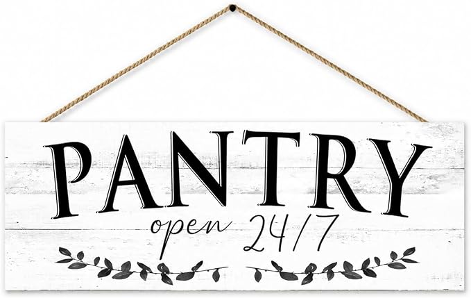 1 KINGO Rustic Pantry Signs Wall Decor: Farmhouse Kitchen Wall Art 6" x 14.5" Canvas Print Decorative Plaque Wall Hanging Open 24/7 Sign for Pantry Dining Room Home Decor