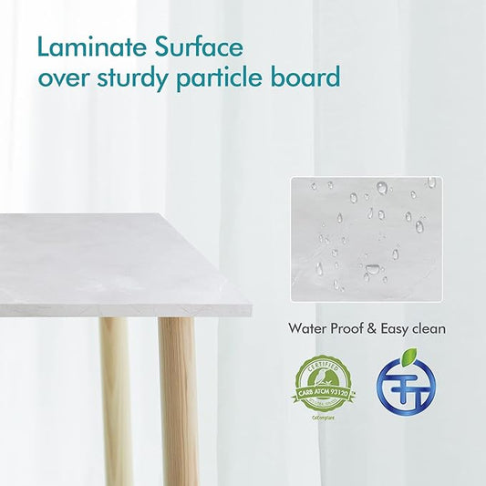 Kaboon Universal Tabletop 55"x20", Solid One-Piece Melamine Table Top, Double Desk L-Desk DIY, Home and Office, White Rock