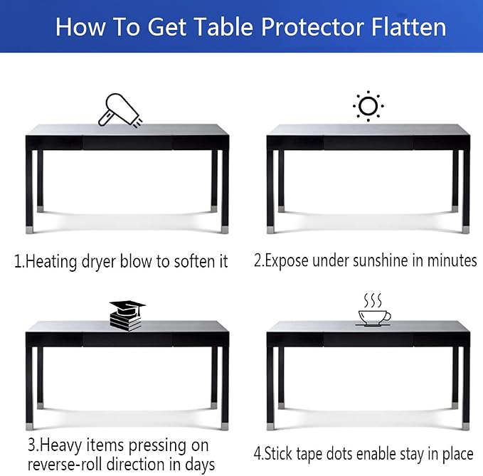 54x108 In Clear Plastic Dining Tabletop Protector Desk Pad Mat Wooden Furniture Coffee Glass End Side Bar Dinner Banquet Activity Tablecloth Top Protection Countertop Cover Waterproof PVC Vinyl Rolled