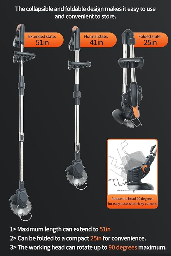Cordless Weed Wacker,Electric Weed Eater,2 Batteries,Grass Trimmer Cordless,Black-A