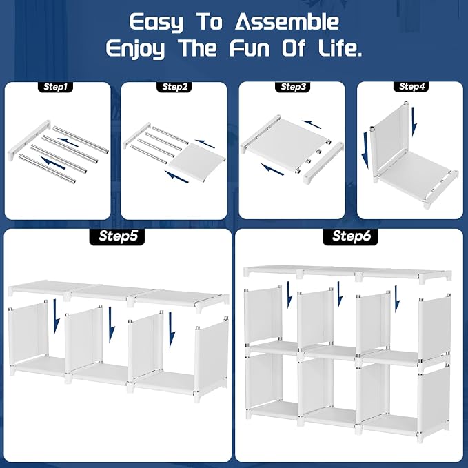 Mavivegue Bookshelf,15 Cube Storage Organizer,Book Shelf Organizer,Tall Bookcase Shelf,Book Cases/Shelves,Cubbies Closet Storage Organizer Shelves for Bedroom,Living Room,Home,Office-White