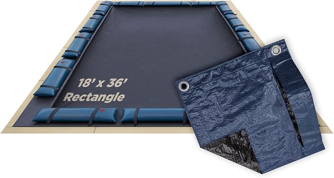 Buffalo Blizzard Deluxe 18 ft x 36 ft Rectangular Winter Pool Cover | Blue/Black | Closing Inground Swimming Pools | Easy to Install | Heavy Duty, Cold & UV Resistant | Shields from Seasonal Debris