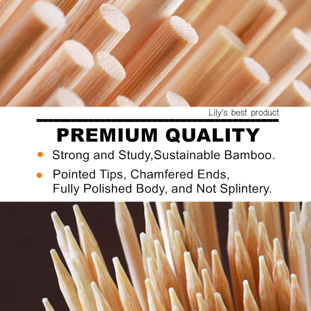HOPELF 4" Natural Bamboo Skewers Sticks for Appetiser,Fruit,Cocktail,Kabob,Chocolate Fountain,Grilling,Barbecue,Kitchen,Crafting and Party.More Size Choices 4"/6"/8"/10"/12"/14"/16"/17.5"/30"/36"